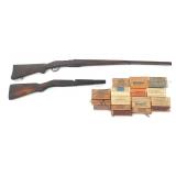 RIFLE AND PISTOL AMMUNITION & TWO RIFLE STOCKS