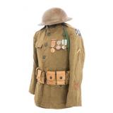 WWI AEF 3rd DIVSION M1917 NCO TUNIC, HELMET & BELT