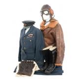 WWII BRITISH RAF PILOT UNIFORM, HELMET & GEAR