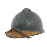 WWI FRENCH CHASSEUR M15 HELMET WITH VETERAN PLAQUE
