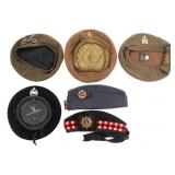 WWII BRITISH AND BELGIUM ARMY HEADGEAR