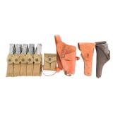 WWI - WWII US ARMY LEATHER HOLSTER & THOMPSON MAGS