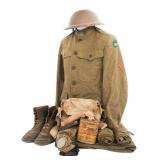 WWI US ARMY 87th DIVISION UNIFORM SET & GAS MASK