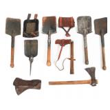 WWI FRENCH ARMY ENTRENCHING SHOVEL, MATTOCK & AXE