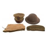 WWI US M1917 HELMET, VISOR, GARRISON & FIELD CAP