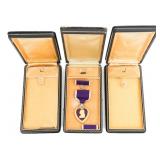 WWII US ARMY NAMED PURPLE HEART & AWARD BOXES