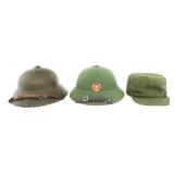 VIETNAM WAR NVA PITH HELMETS & FIELD CAP
