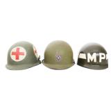WWII - VIETNAM WAR MP & M1 PAINTED HELMETS