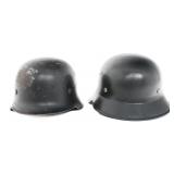 WWII GERMAN BMW FACTORY & M34 FIRE POLICE HELMETS