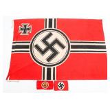 WWII GERMAN REICHSKRIEGSFLAGGE & ARMBANDS