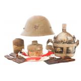 WWII IMPERIAL JAPANESE HELMET & FIELD GEAR