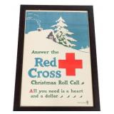 WWI US RED CROSS CHRISTMAS ROLL CALL FRAMED POSTER