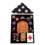 WWII US ARMY MEDIC NAMED MEDAL & INSIGNIA GROUPING