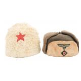 WWII GERMAN CAPTURED & SOVIET WINTER CAPS