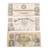 CIVIL WAR CONFEDERATE UNGRADED PAPER BANKNOTES