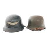 WWII GERMAN LUFTSCHUTZ & FIRE POLICE HELMETS