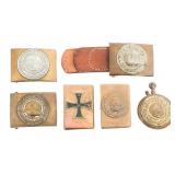 WWI GERMAN BELT BUCKLES, MATCHBOX COVER & LIGHTER