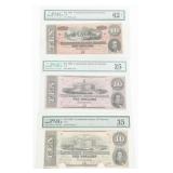 CIVIL WAR CONFEDERATE GRADED PAPER BANKNOTES