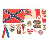 20th C. CONFEDERATE REUNION INSIGNIA & FLAGS