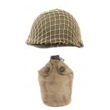 EARLY VIETNAM WAR M1 COMBAT HELMET & CANTEEN