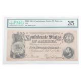 CIVIL WAR CONFEDERATE $500 PMG GRADED BANKNOTE