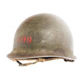 WWII US ARMY FIXED BALE M1 HELMET & HAWLEY LINER
