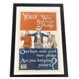 WWII US HOMEFRONT WAR SAVINGS STAMPS FRAMED POSTER