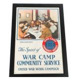 WWII US WAR CAMP COMMUNITY SERVICE FRAMED POSTER