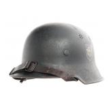 WWII GERMAN M34 DOUBLE DECAL FIRE POLICE HELMET