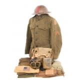 WWI US 85th DIVISION HELMET, UNIFORM & GAS MASK