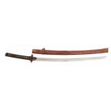 WWII IMPERIAL JAPANESE KATANA WITH LEATHER SAYA