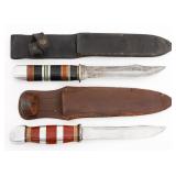 WWII US THEATER MADE FIGHTING KNIVES WITH SHEATHS