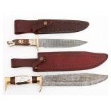 DAMASCUS HUNTING KNIVES WITH SHEATHS