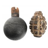 WWI FRENCH F1 & M14 HAND BALL GRENADES