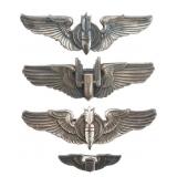 WWII US 1" PILOT & 3" BOMBARDIER WING BADGES