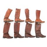 WWI OFFICER LEATHER BOOTS HIGH LACE & PULL LOOP