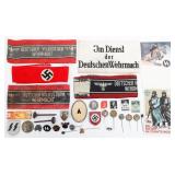 WWII GERMAN ARMBANDS, INSIGNIA, & STAMPS