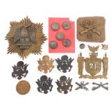 19th C. US & FRENCH ARMY FRONT BADGES & BUTTONS