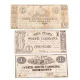 1862 - 1863 NORTH CAROLINA $1 & $5 BANK NOTES