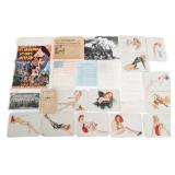 WWII US PINUP CALENDAR, PILOT BLOOD CHIT, & POSTER
