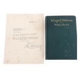 GENERAL MITCHELL "WINGED DEFENSE" BOOK & LETTER