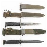 COLD WAR US M6 & M7 BAYONETS WITH SCABBARDS