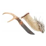 CUSTOM MADE ANTLER HANDLE BOWIE KNIFE