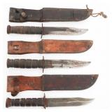 WWII USMC & NAVY MKII FIGHTING KNIVES WITH SHEATHS