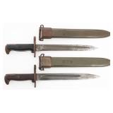 WWII US ARMY M1 & M1905E1 BAYONETS WITH SCABBARDS