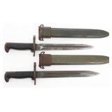 WWII US ARMY M1 & M1905E1 BAYONETS WITH SCABBARDS