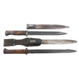 WWII GERMAN K98 COMBAT & REARSENAL VZ24 BAYONETS