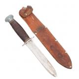 CUSTOM MADE WWII FIGHTING KNIFE WITH SHEATH