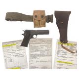 WWI US SPRINGFIELD 1911 PISTOL, HOLSTER, & BELT