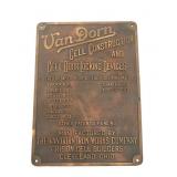 VAN DORN JAIL CELL LOCK COMPANY BUILDERS PLATE